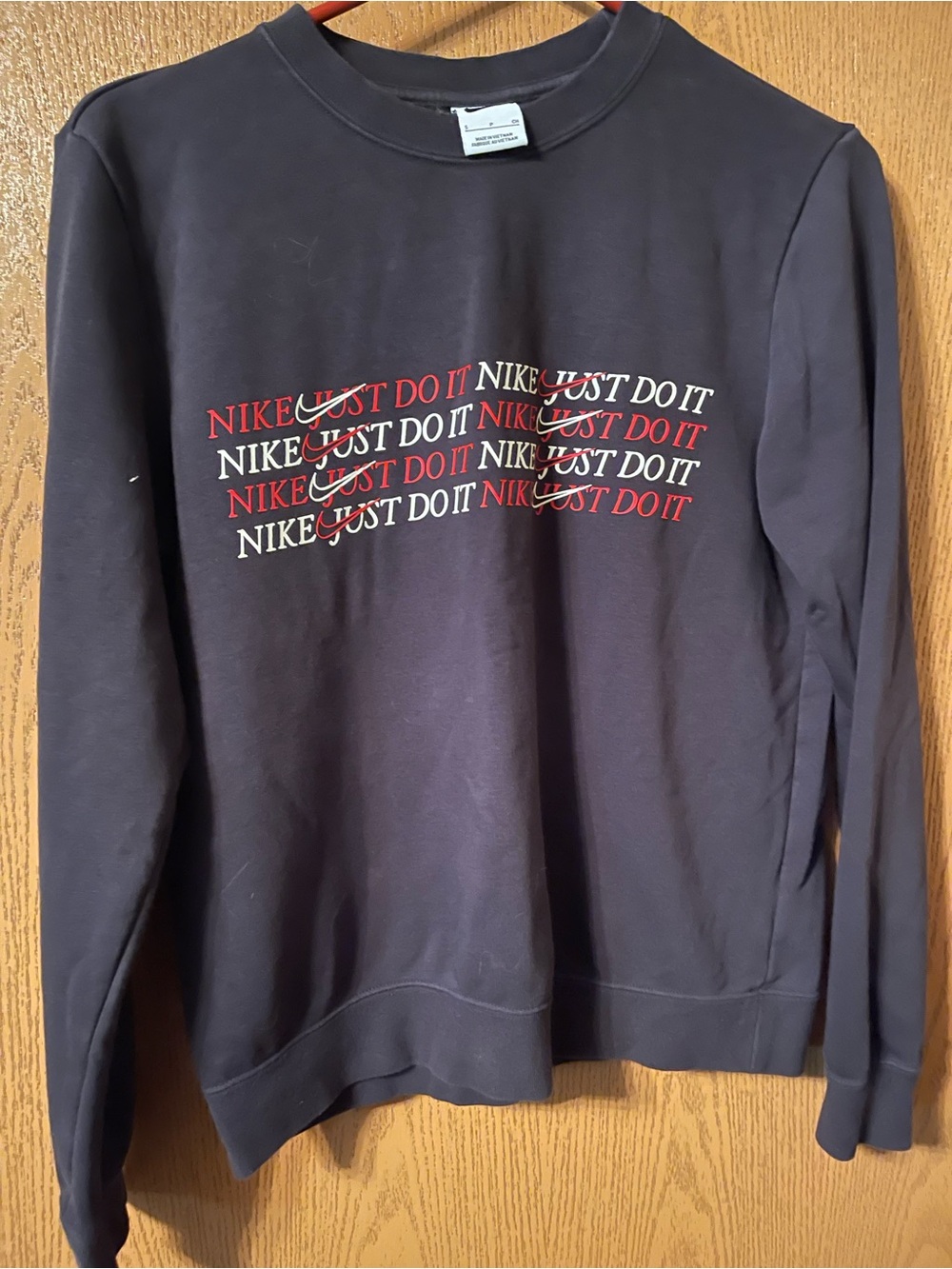 Nike Black Crewneck Sweatshirt with Red & White "Just Do It" Print